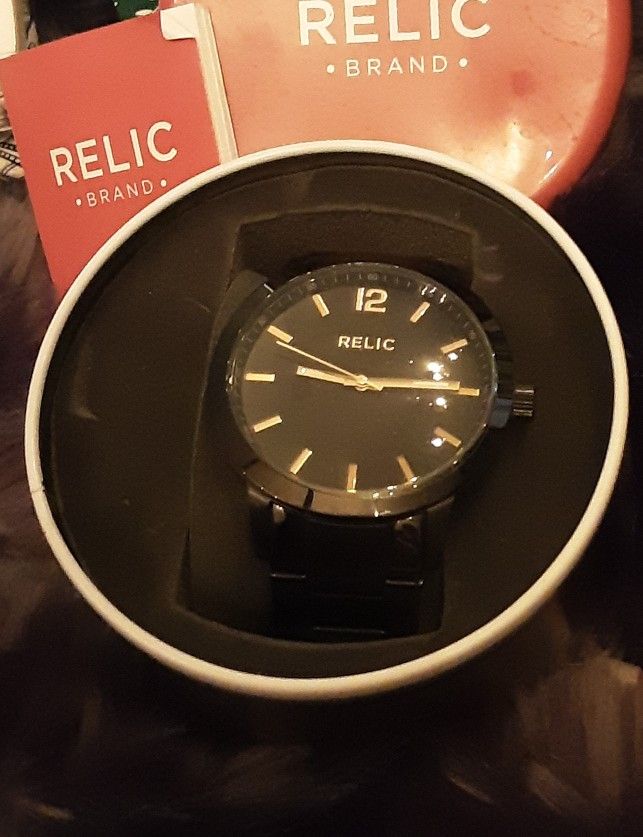 Men's Black Steel Watch