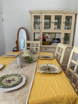 Farm House Dining Table And Farm House China Cabinet