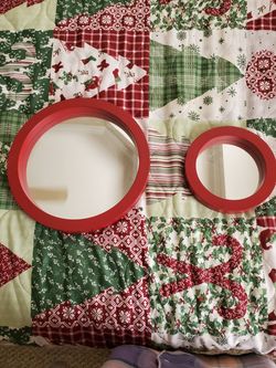 2 round red mirrors