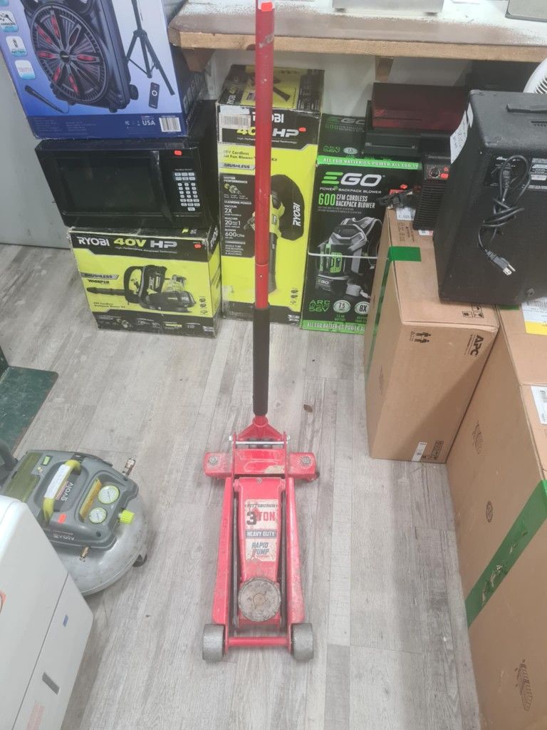 PITTSBURGH 3 Ton Floor Jack with RAPID PUMP, Red