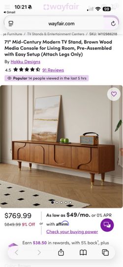 71 inch wood tv stand