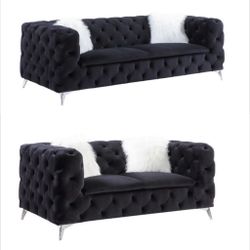 New Black Sofa And Loveseat 