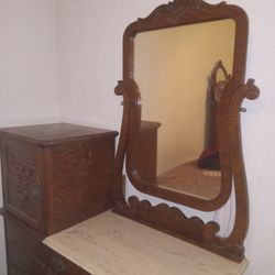 Antique Dressor With Mirror