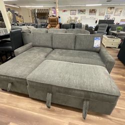 New Gray Sofa Sleeper Couch With Storage Sectional Couch *Chaise Available On Right Or Left Side* Ashley Brand 