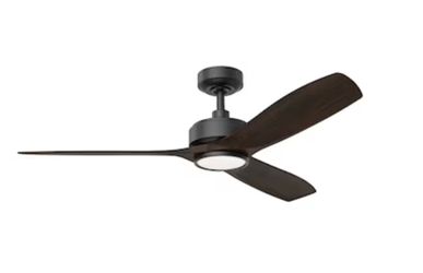 ALTITUDE BOCA II 52-in Matte Black with Dark Brown Blades LED Covered Outdoor Smart Ceiling Fan With Light and Remote Control Included 3 -Blade