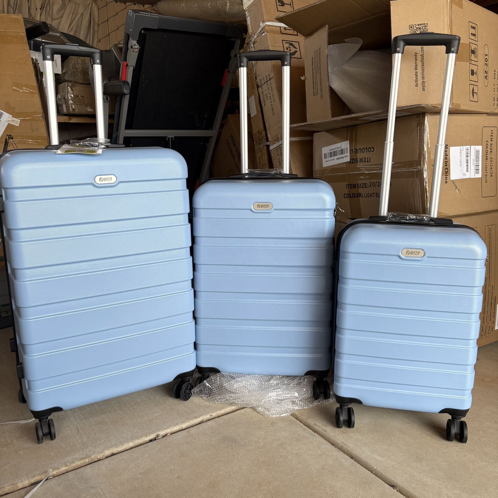 20 24 28 Inch Light Blue Luggage Sets, 20inch $29, 24inch $35, 28inch $40, Buy 3pcs set $90