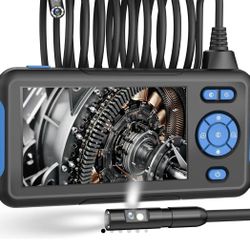 Industrial Endoscope Borescope Camera with 8 LED Lights,HD Waterproof Dual Lens Snake Camera, Inspection Camera for Sewer, 16.5ft Semi-rigid Cable-Por