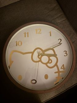 Hello Kitty Wall Clock Wood Frame