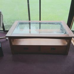 Wooden Glasstop Coffee Table