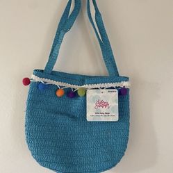 Cute Hello Summer Blue Straw Handbag / Bag with Colorful Details - For Girls 🎄