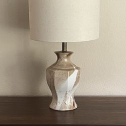 Faux Marble, Vintage Ceramic Lamp. 23” High With Shade.