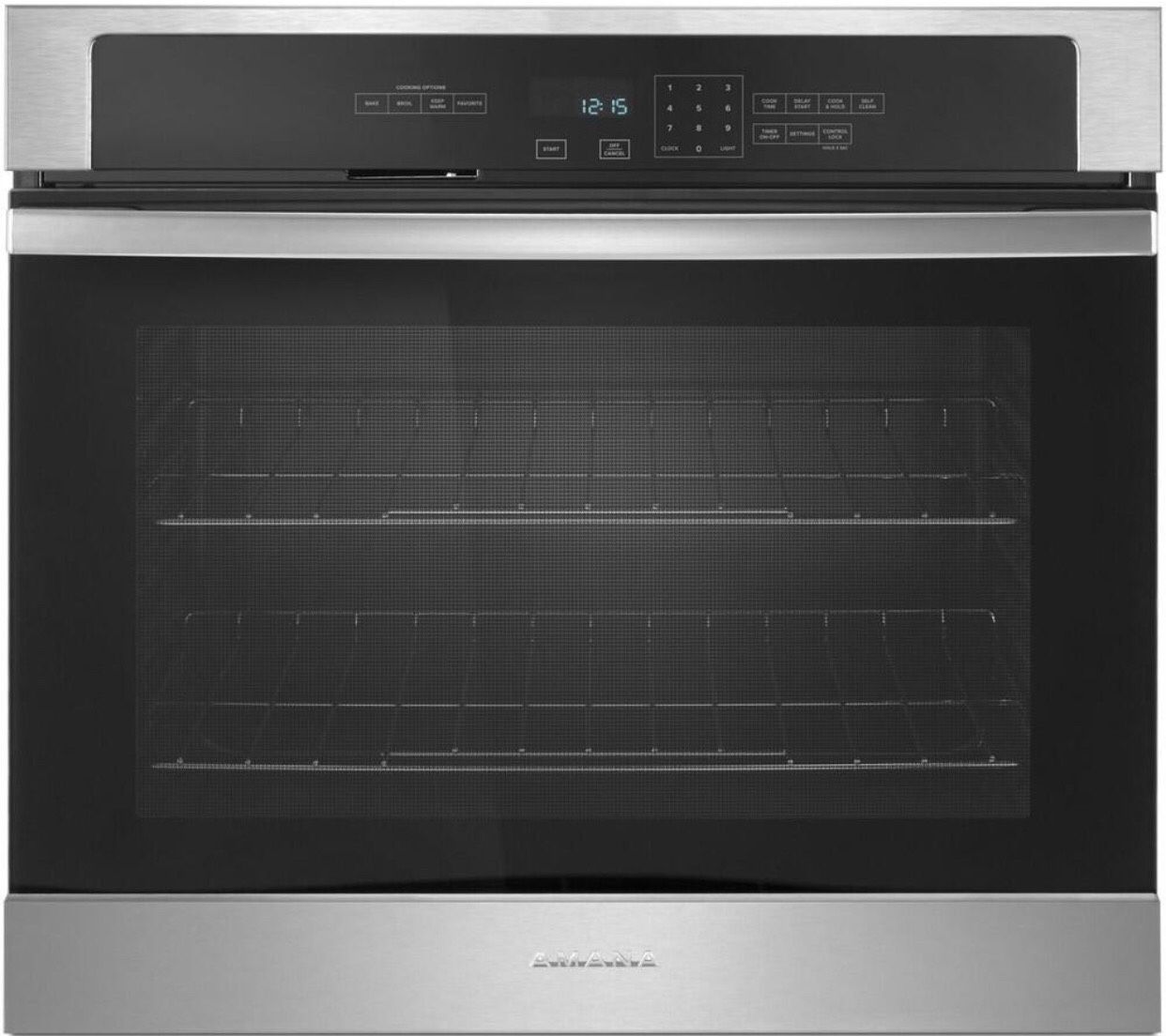 AMANA 27” non-convection, black and stainless steel oven