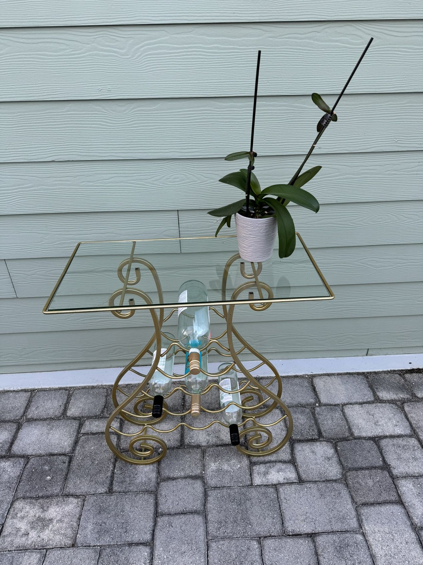 Wine Rack Metal And Glass Table