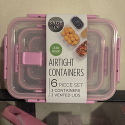 Sage And Co. Airtight Contains 6 Piece Set 3 Containers 3 Vented Lids