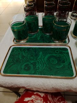 Vintage Set of 7 esmerals vintage Glasses
