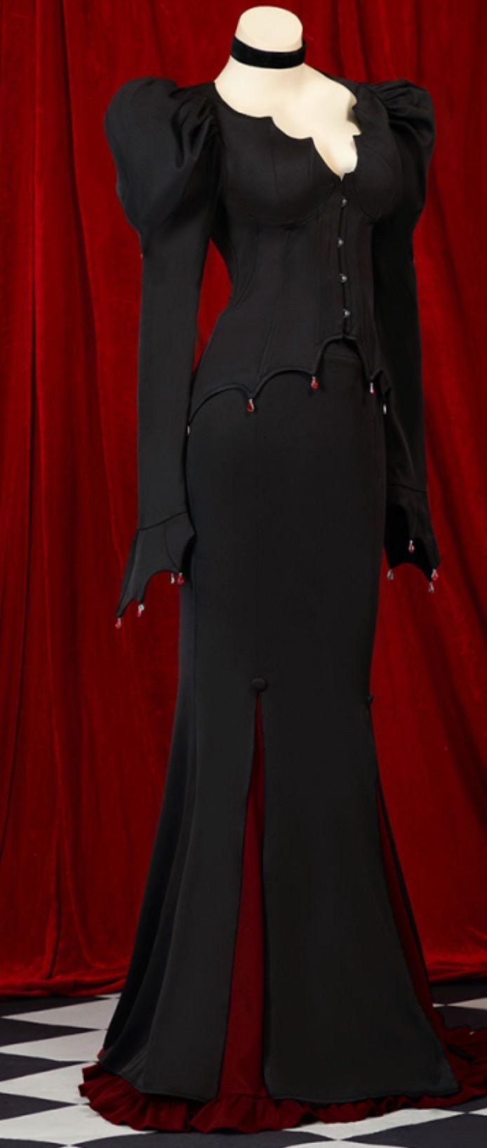 Gothic Black Corset With Red Jewels