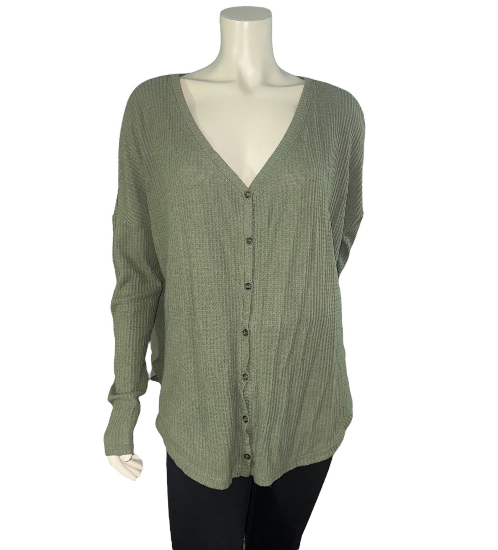 WILD FABLE TUNIC KNIT LONG SLEEVE GREEN OLIVE TOP SIZE XL