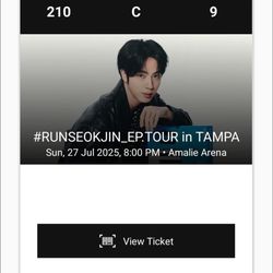 Selling RunSeokJin Ticket For Tampa 