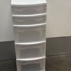 Starlite 5 Drawer white plastic multi-drawer rolling storage cart
