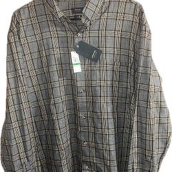 New w/ Tags Arrow Men’s Large Plaid Long Sleeve Button-Up Dress Shirt - Gray Classic & Modern