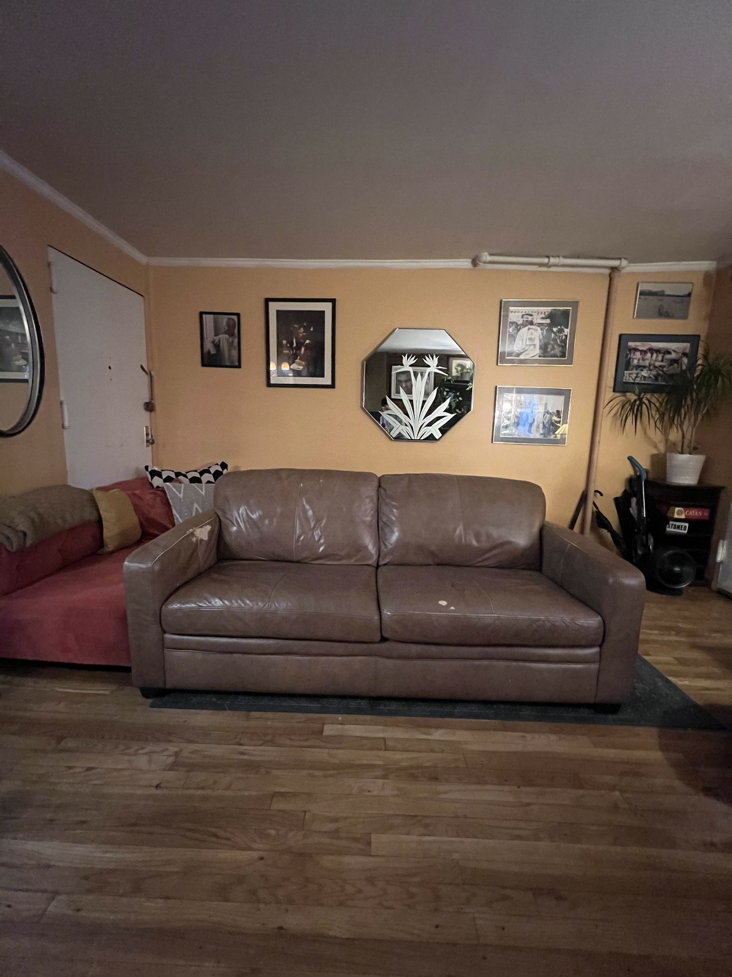 Leather Sofa Bed Couch.