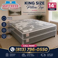 Brand New 14” Pillow Top King Size Mattress – Top Quality & Fast Same-Day Delivery 🚛 All Sizes Available!