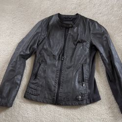 Sebby collection faux leather jacket size M gray