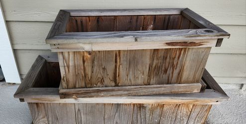 weathered cedar planter boxes x2