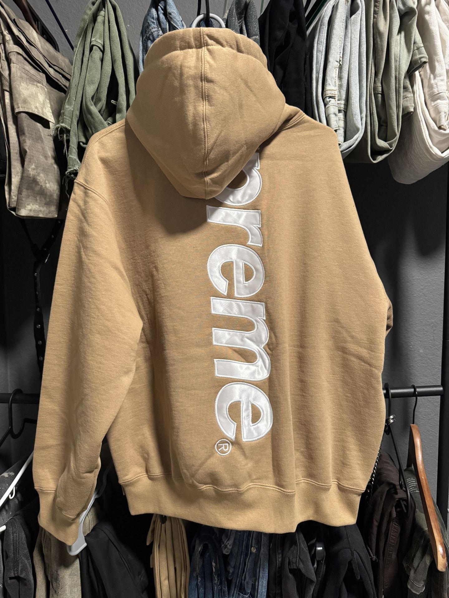 Supreme Satin Applique Hooded Sweatshirt FW25 