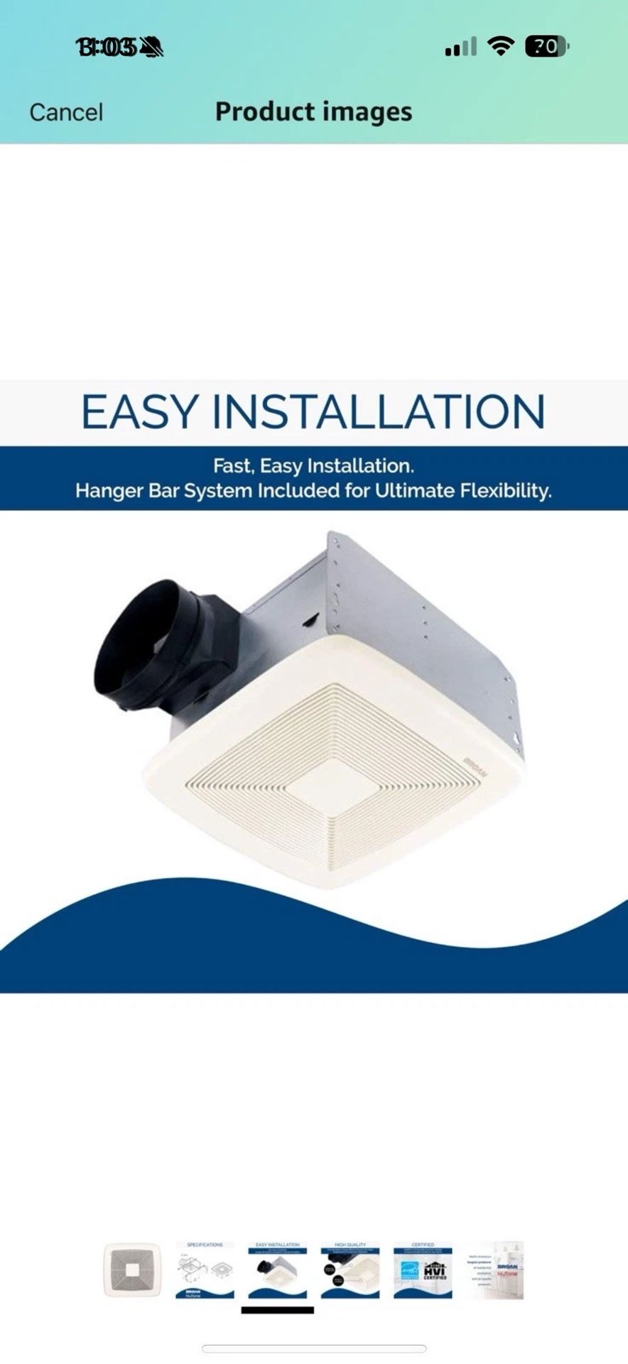 Broan-NuTone Ceiling Bathroom Exhaust Fan ENERGY STAR Certified QTXE080