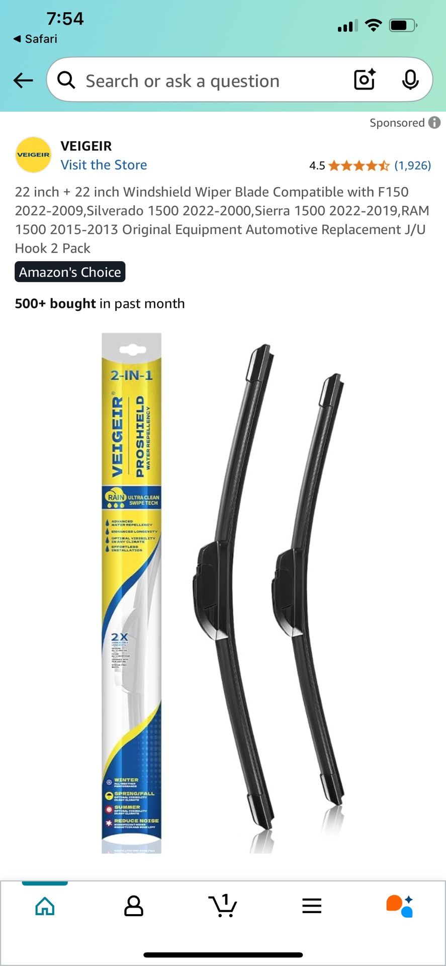 NIB Set Of 2 22” Wiper Blades