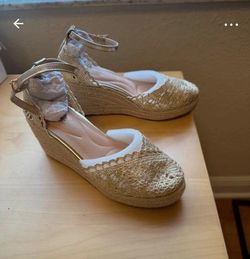 Espadriles gold crochet shoes