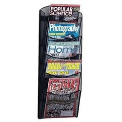 SAFCO OUTLET 5-POCKET MESH MAGAZINE RACK, 28 1/3"H X 10 1/4"W X 3 1/2"D, BLACK 685635