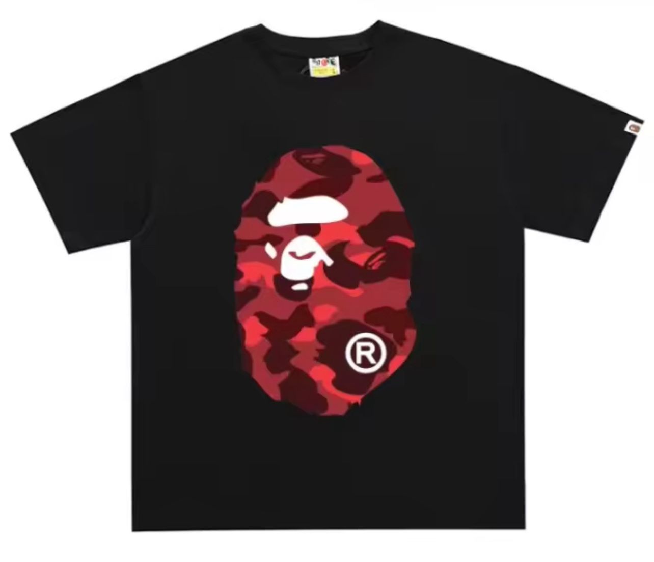 Bape Color Camo Big Ape Head Tee Black & Red Size Large