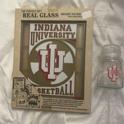 INDIANA UNIVERSITY GLASS BASKETBALL PLAQUE