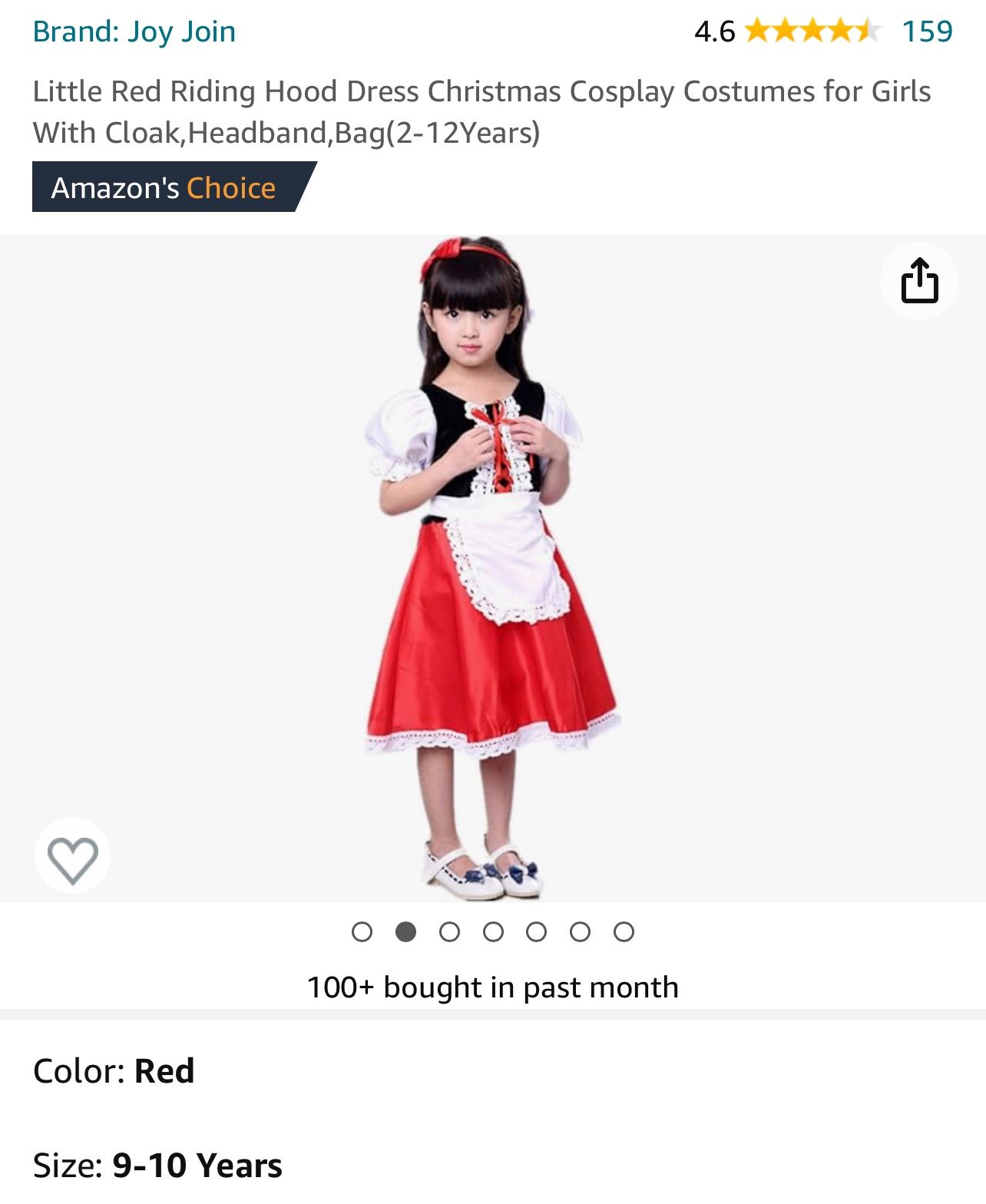 Little Red Riding Hood Costumes For Kids Ages 9-10 Years Halloween