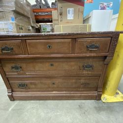 Antique Marble Top Dresser(missing Handle & Key)