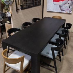 New Contemporary Modern 7 pc Dining Table Set  in Black Finish Dimensions: 84" - 108" x 40" x 30"H.