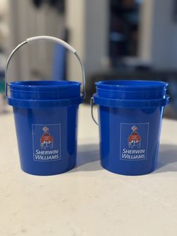 Sherwin Williams Blue Mini Bucket With Handle New with Tags Lot of 2