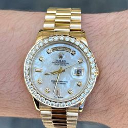 Rolex Day-Date 36mm 18238 MOP Natural VS Diamond dial & bezel 5CTW Double Quickset
