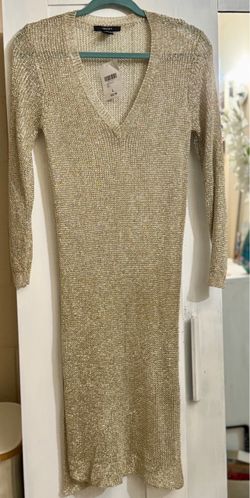 Forever 21 Gold Metallic Knit Midi Dress