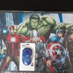 Marvel Avengers Iron Man Hulk Laptop Non-Slip Pad & Captain Marvel Mouse Miniso