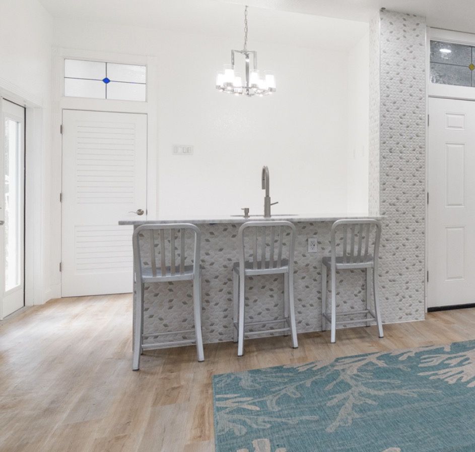 Crate & Barrel Delta Aluminum Counter / Bar Stools