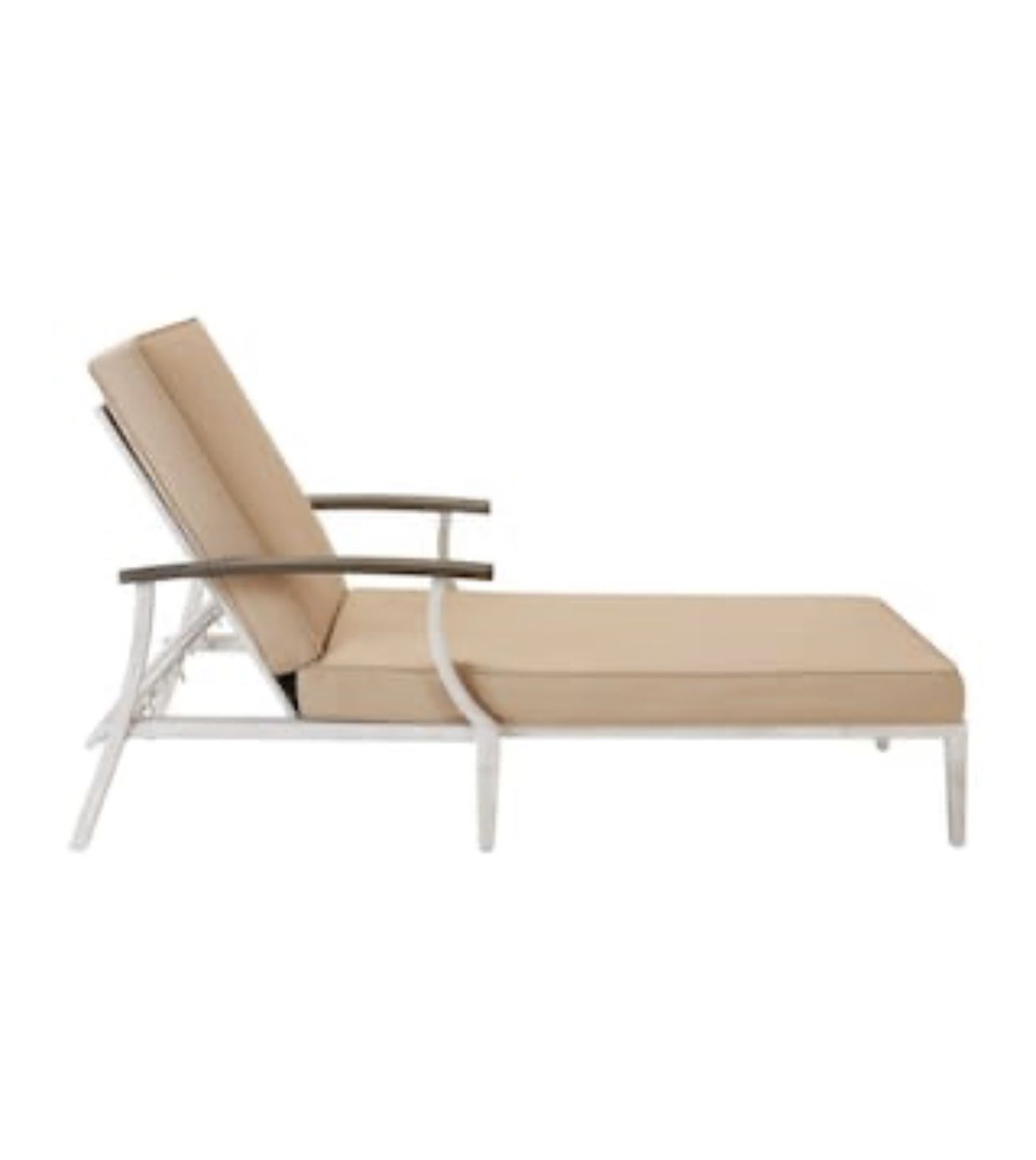 Hampton Bay Marina Point White Steel Outdoor Patio Chaise Lounge with CushionGuard Sky Blue Cushions