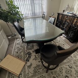 Dining Table With Glass On Top With 6 Chair