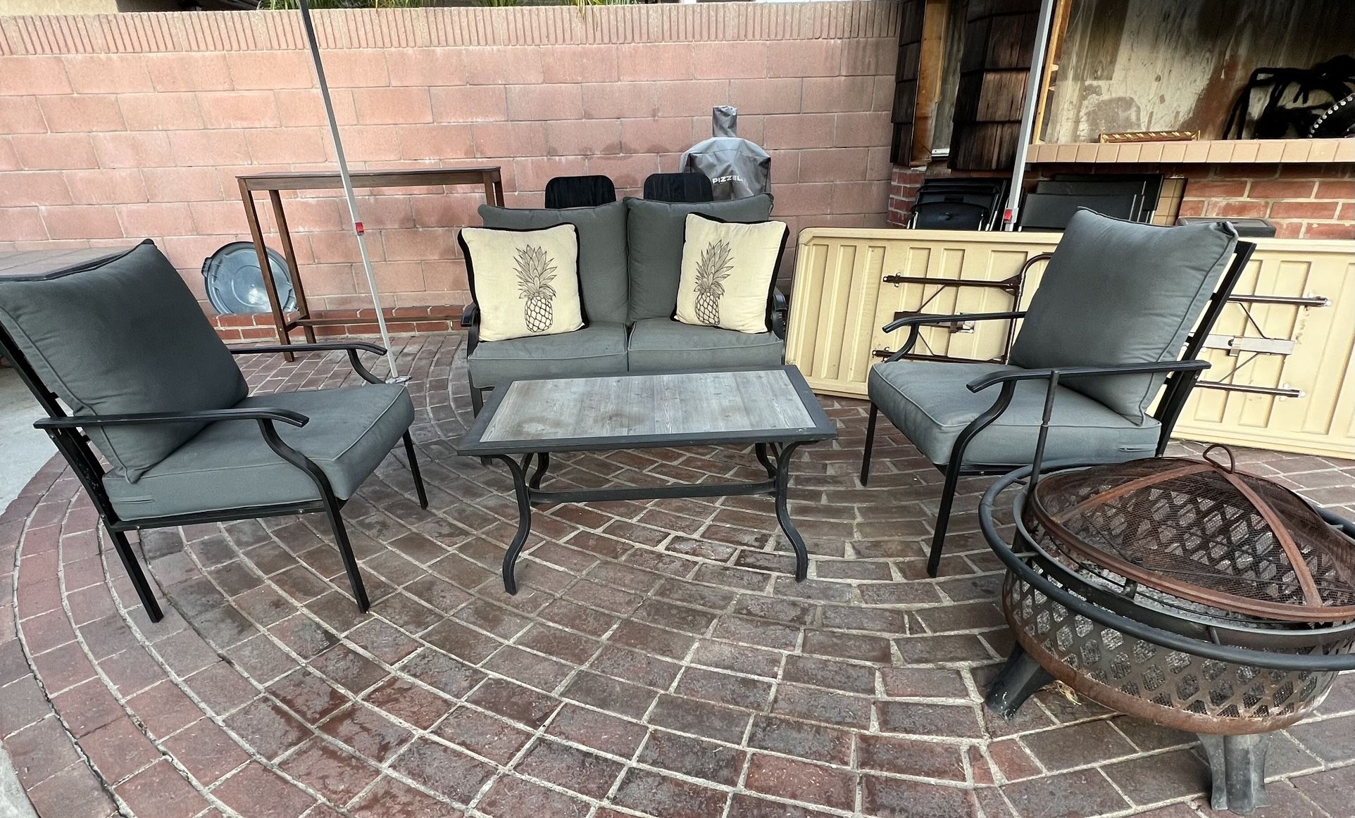 Patio Set with Fire Pit & Covers
