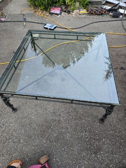 Vintage Giocometti Style Glass and Iron Table