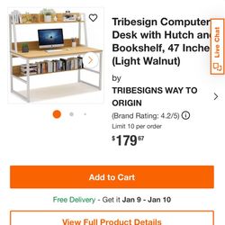 Computer Desk With Hutch & Bookshelf 