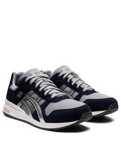 Asics Gel GT-II
Men's Sportstyle Shoes
Color Mightnight/Pure Silver
Size 6 & 7 Men's Leather
Sinthetic Leather Upper,Suede 
A classic 1980s running sh
