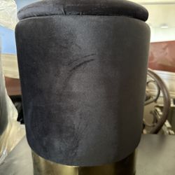 Black Velvet Stool Ottoman Vanity 